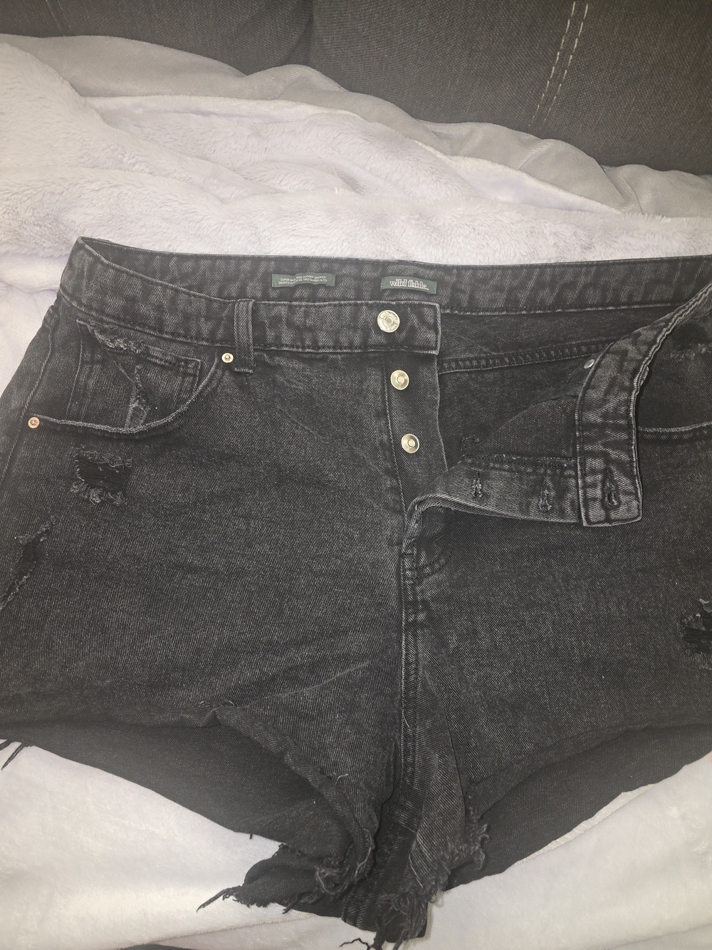 wild fable Black Washed High-Rise Denim Shorts
